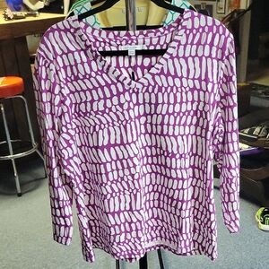 Chico's Purple and White Patterned Blouse